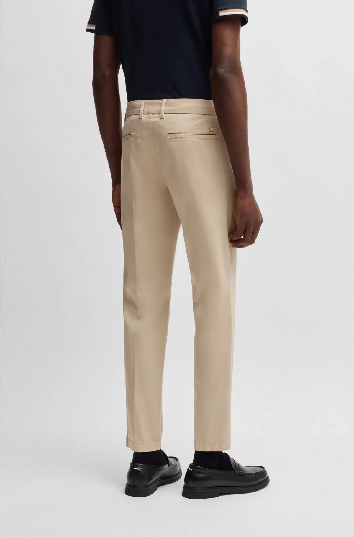 SLIM-FIT TROUSERS IN COTTON-BLEND SATIN