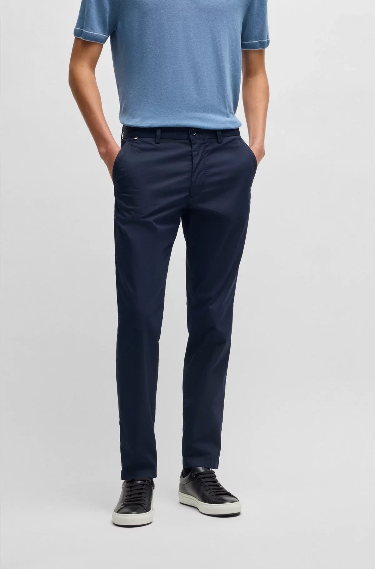 SLIM-FIT TROUSERS IN COTTON-BLEND SATIN