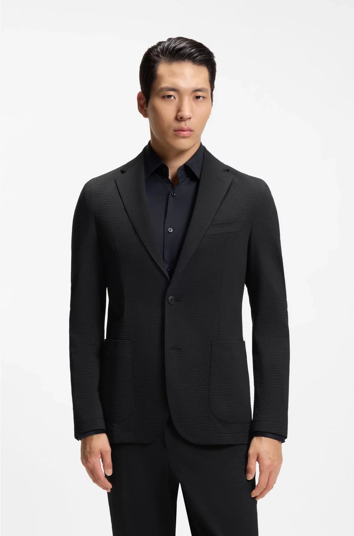 SLIM-FIT SUIT JACKET IN STRETCH SEERSUCKER