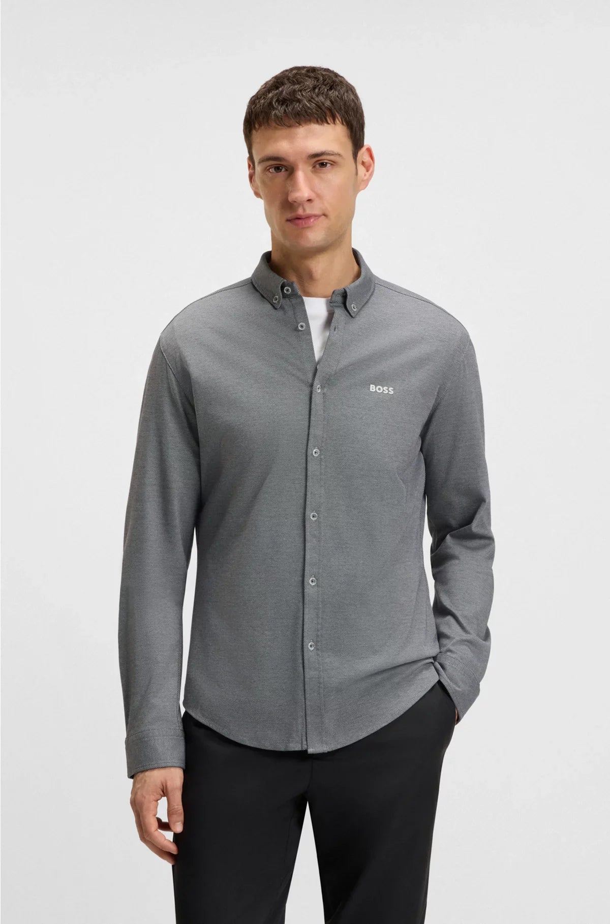 CAMICIA REGULAR-FIT IN JERSEY DI COTONE ANTIPIEGA