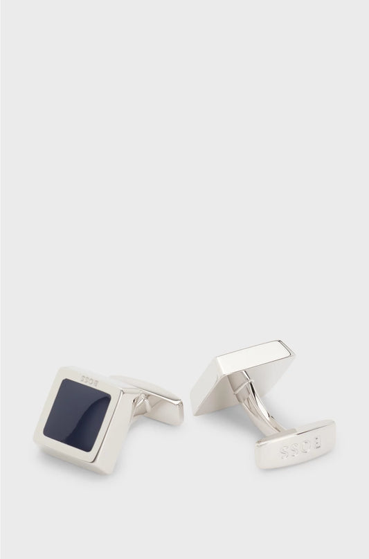SQUARE BRASS CUFFLINKS WITH ENAMEL INSERT
