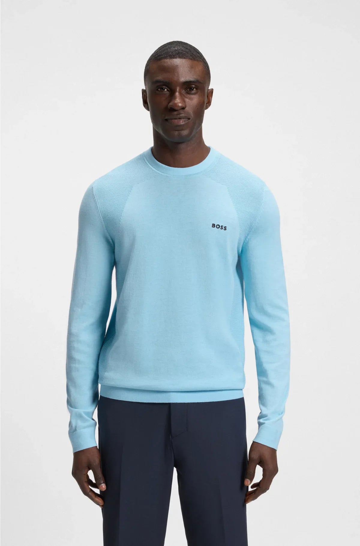MAGLIONE IN MISTO COTONE CON BODY-MAPPING E LOGO A CONTRASTO