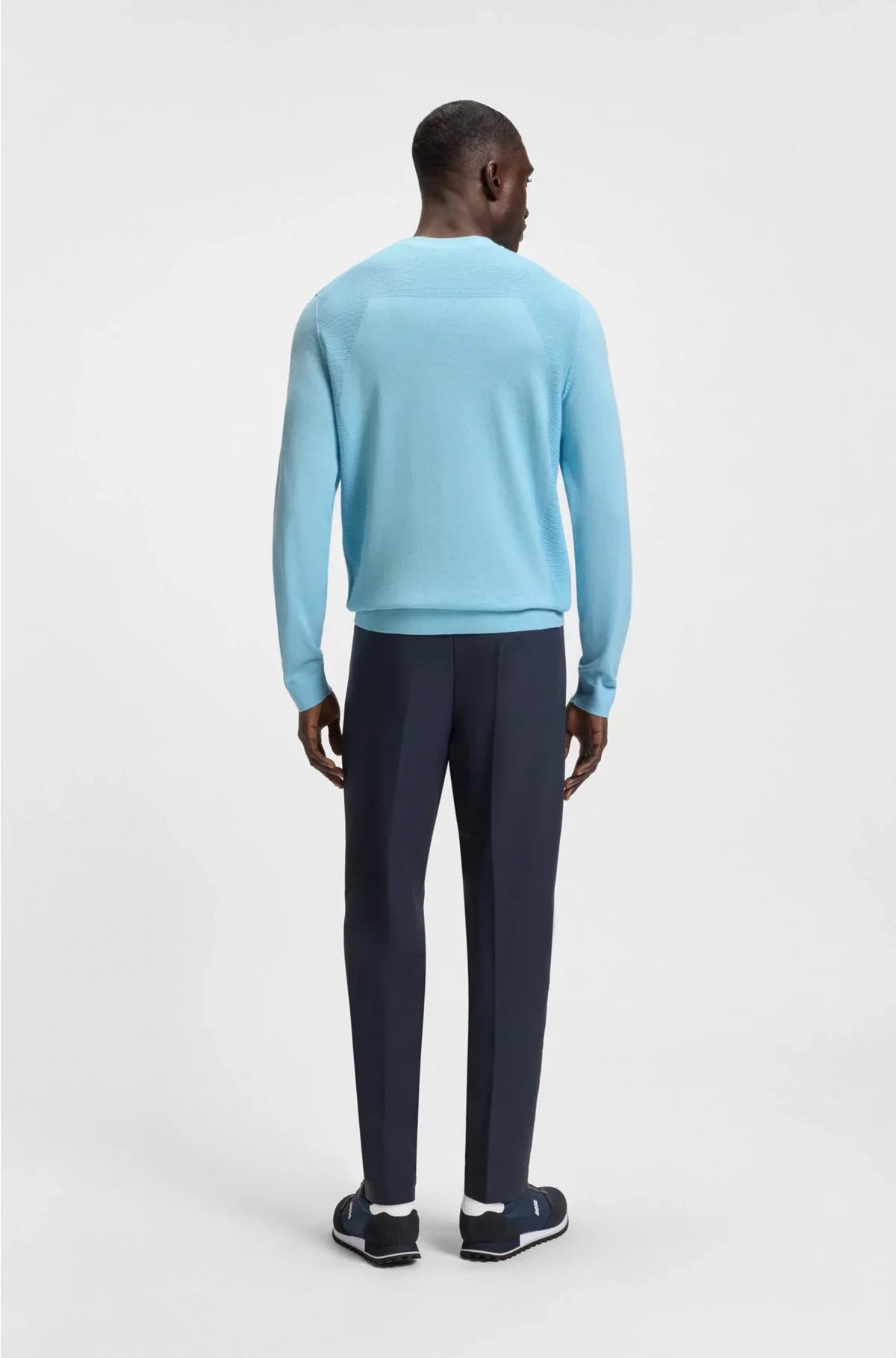 MAGLIONE IN MISTO COTONE CON BODY-MAPPING E LOGO A CONTRASTO