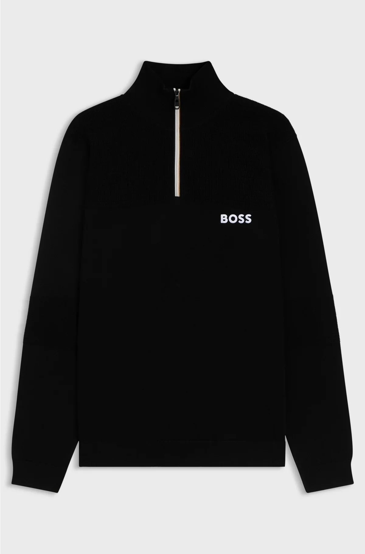 WATER-REPELLENT COTTON-BLEND SWEATER WITH ZIP NECK