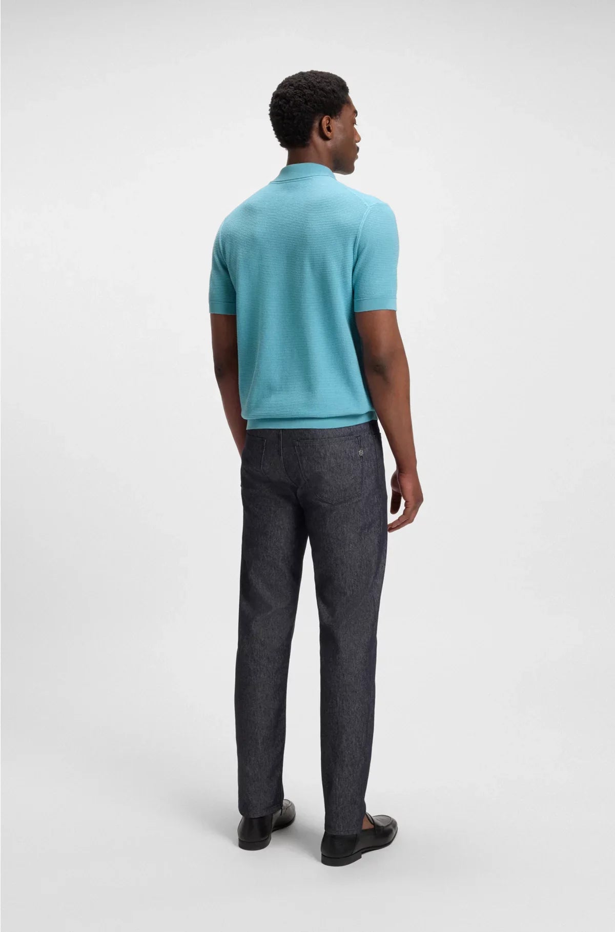 REGULAR-FIT KNIT POLO BLENDED WITH COTTON