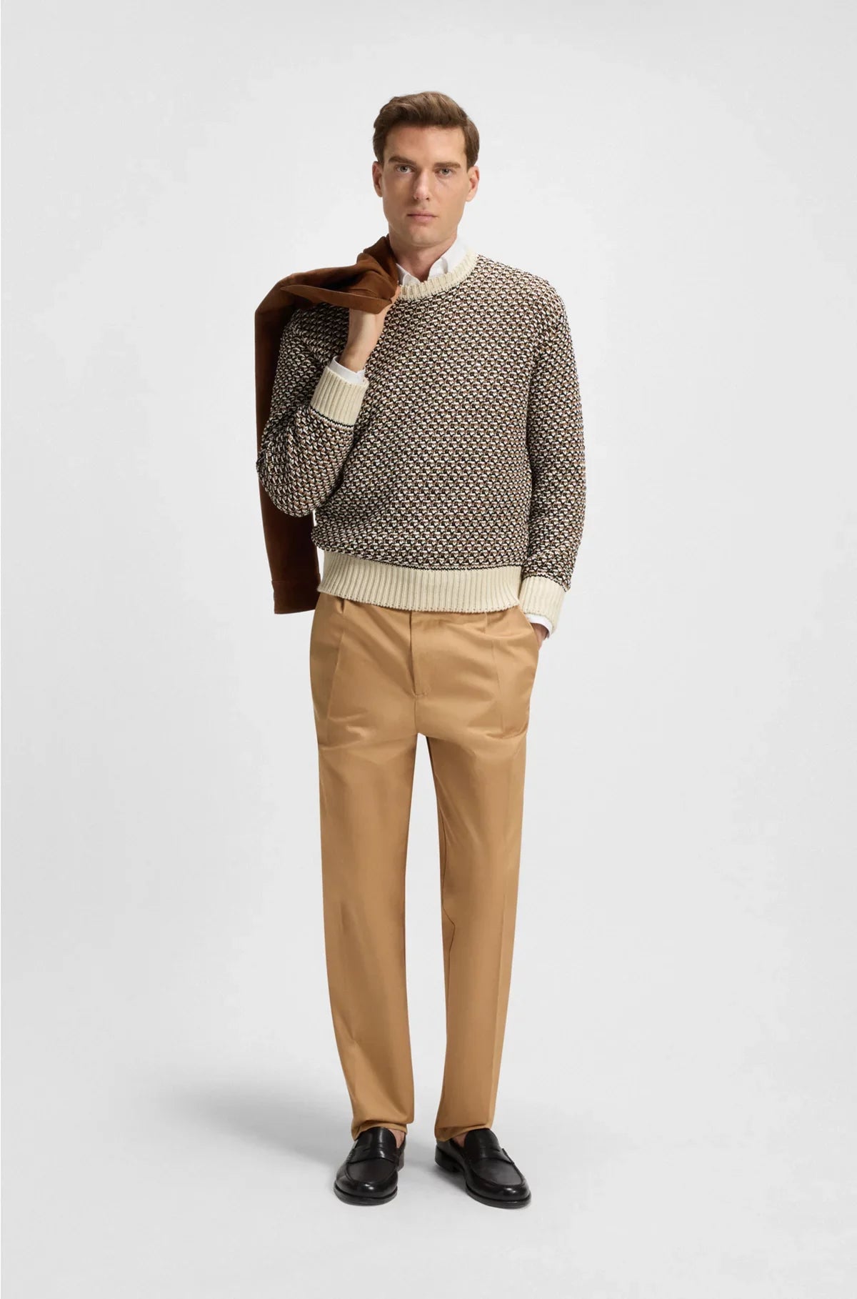 COTTON SWEATER WITH RICH KNITTED STRUCTURE