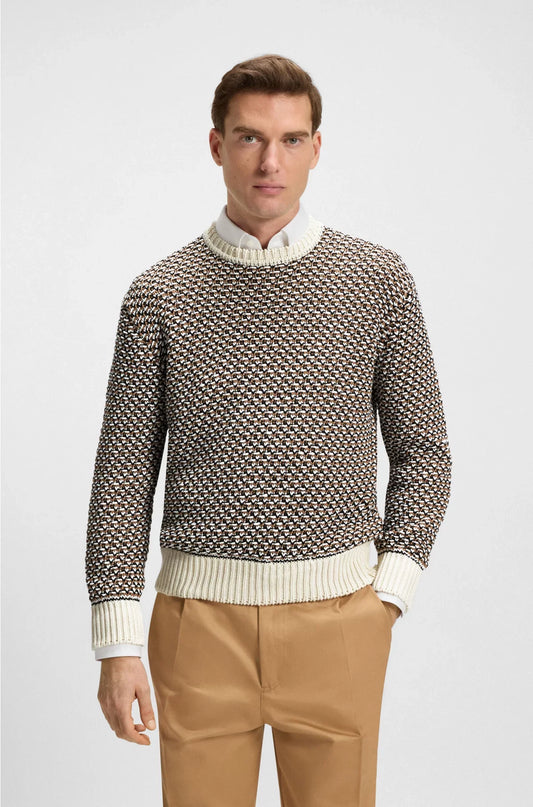 MAGLIONE IN COTONE DALLA RICCA STRUTTURA A MAGLIA