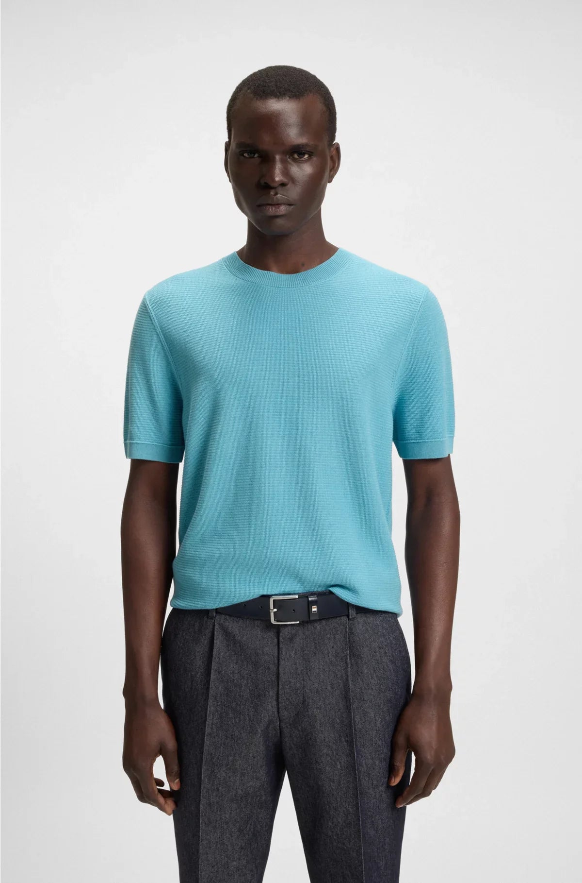 KNIT SWEATER WITH MIXED STRUCTURES