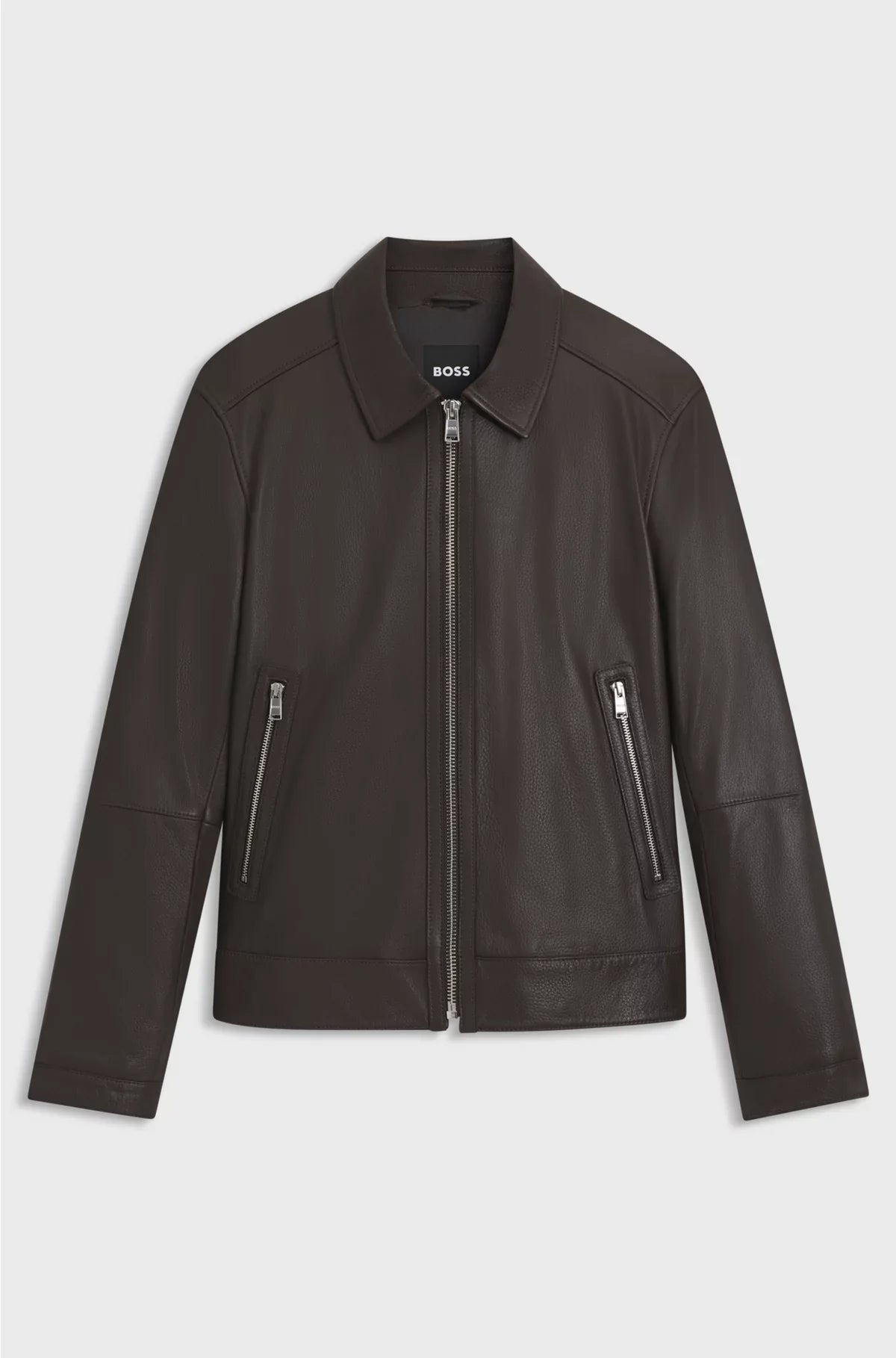 REGULAR-FIT LEATHER JACKET WITH ZIP CLOSURE