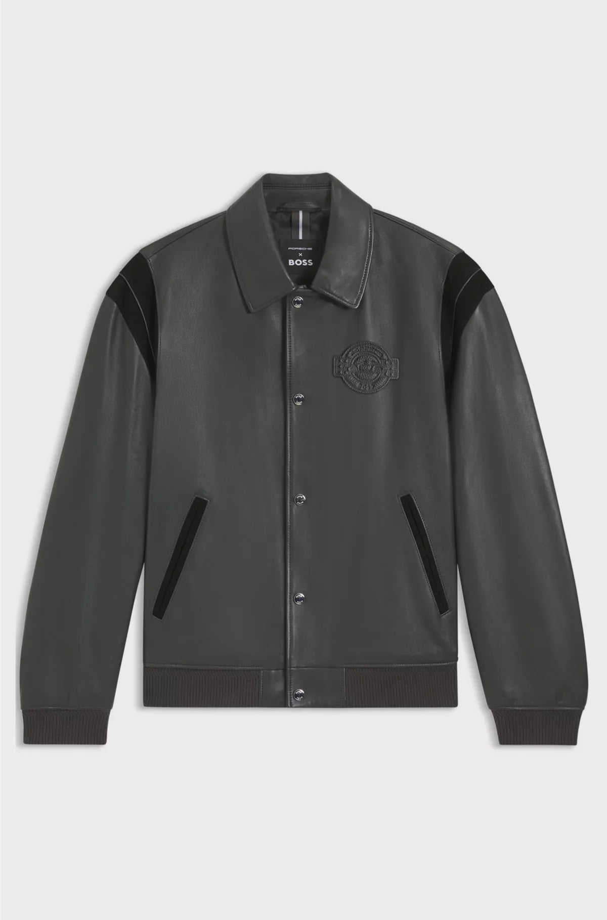 LEATHER JACKET WITH CONTRAST DETAILS