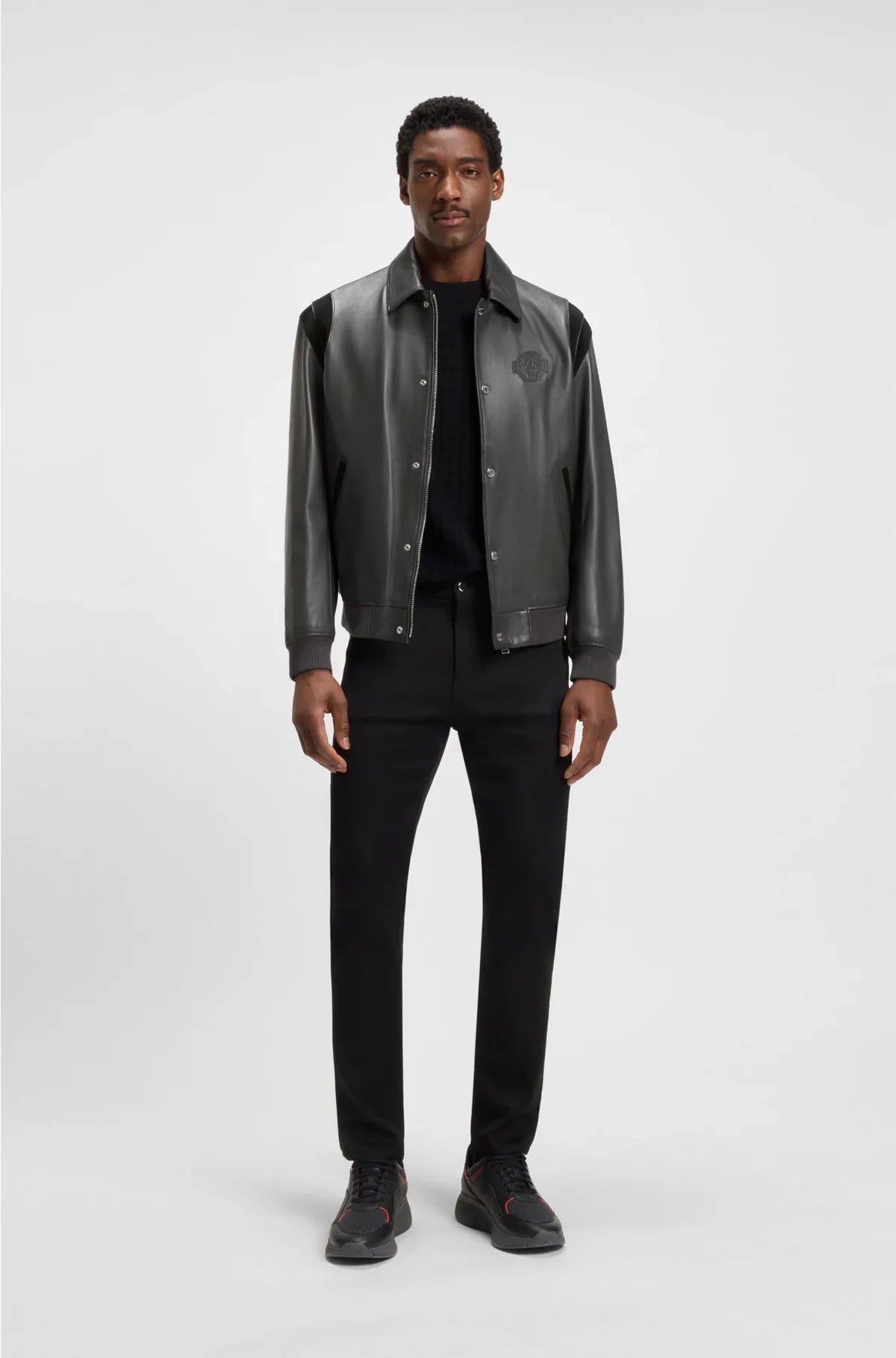 LEATHER JACKET WITH CONTRAST DETAILS