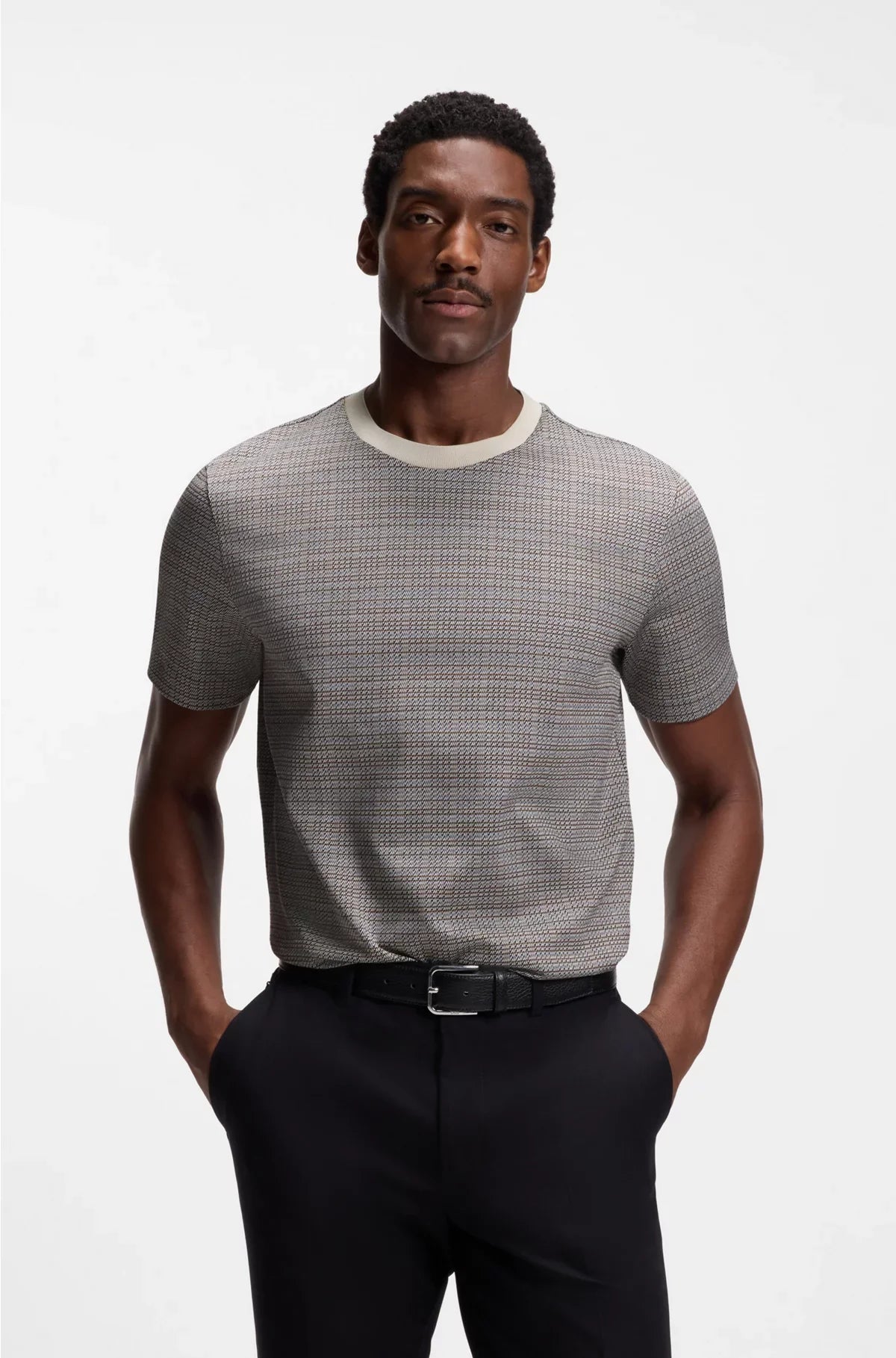 T-SHIRT IN COTONE MERCERIZZATO CON MOTIVO A QUADRETTI