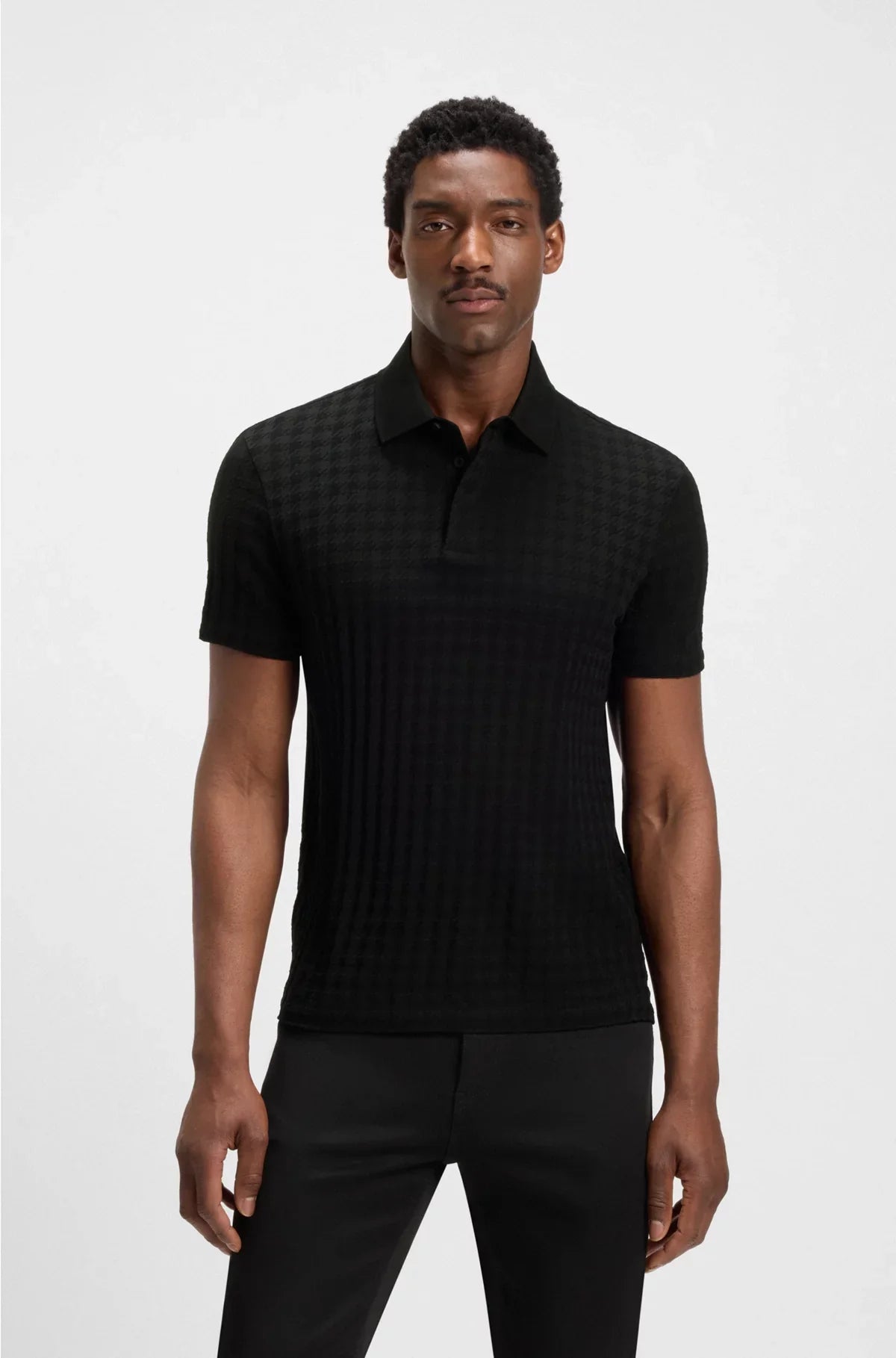 POLO IN COTONE MERCERIZZATO JACQUARD PIED DE POULE