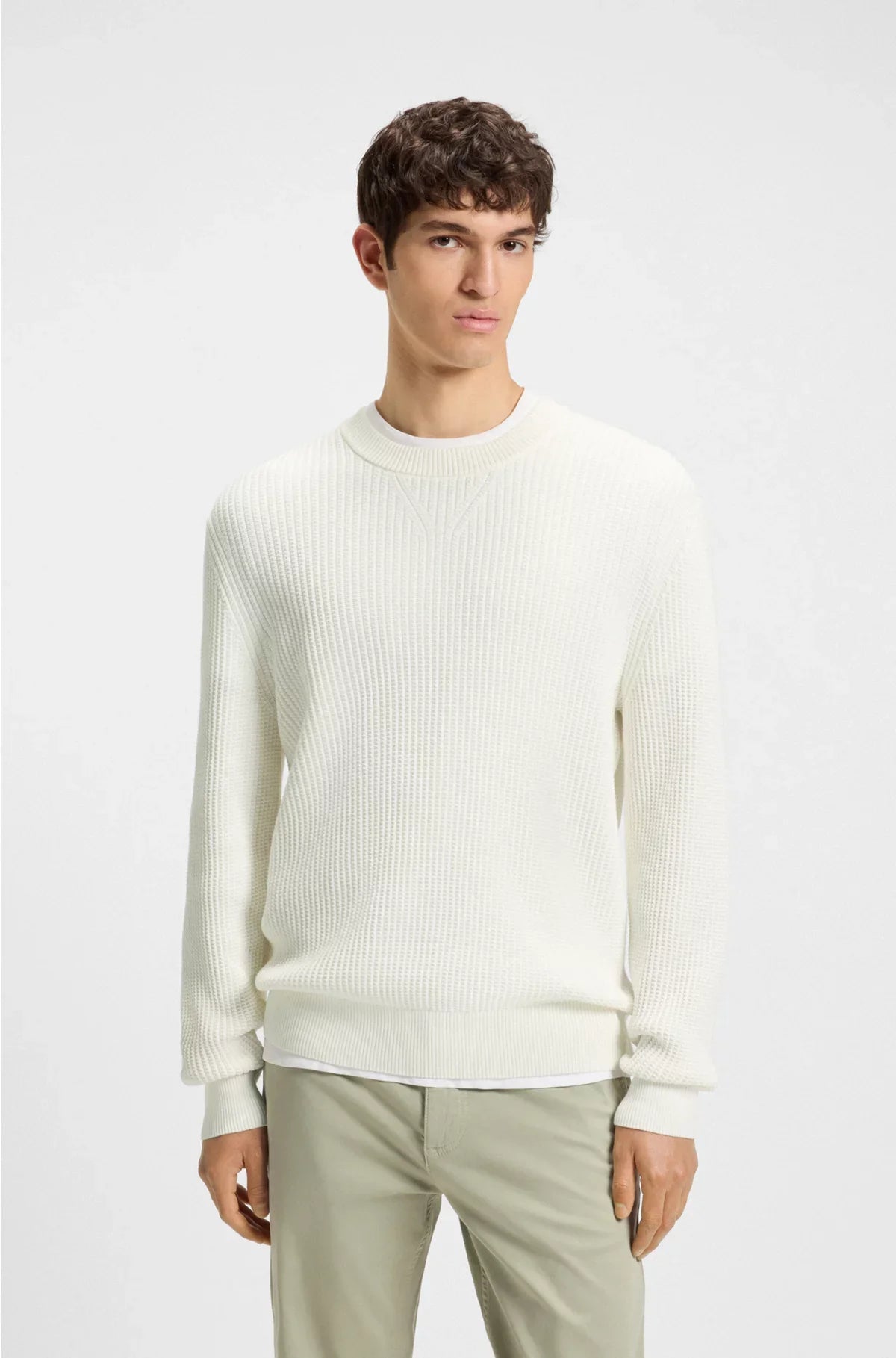 COTTON-BLEND SWEATER WITH 3D KNITTED STRUCTURE