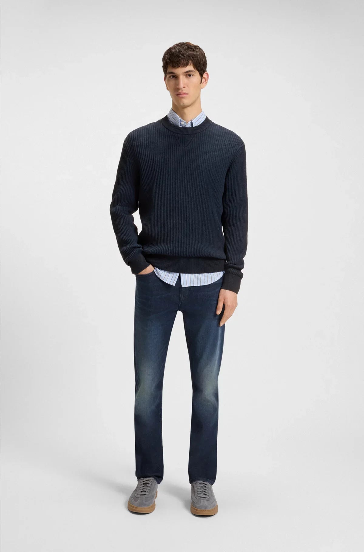 COTTON-BLEND SWEATER WITH 3D KNITTED STRUCTURE