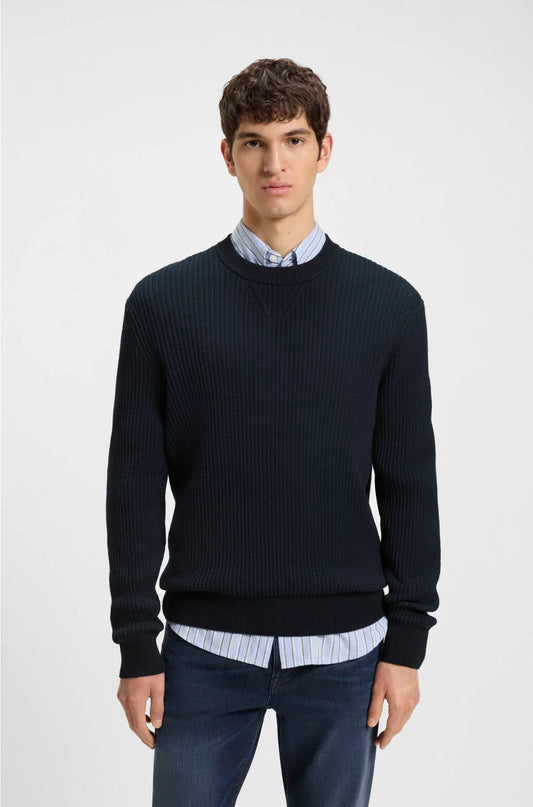 COTTON-BLEND SWEATER WITH 3D KNITTED STRUCTURE