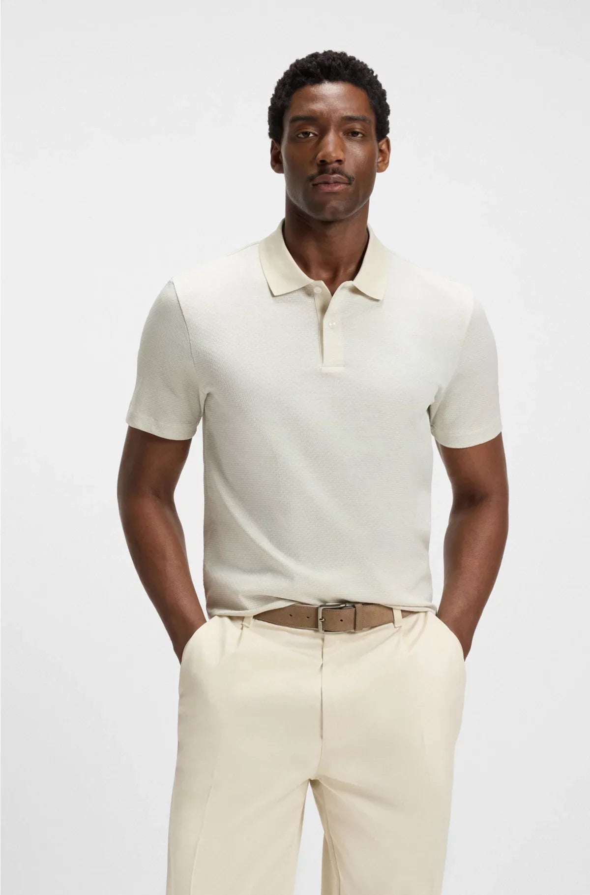 POLO IN COTONE MERCERIZZATO CON JACQUARD GEOMETRICO