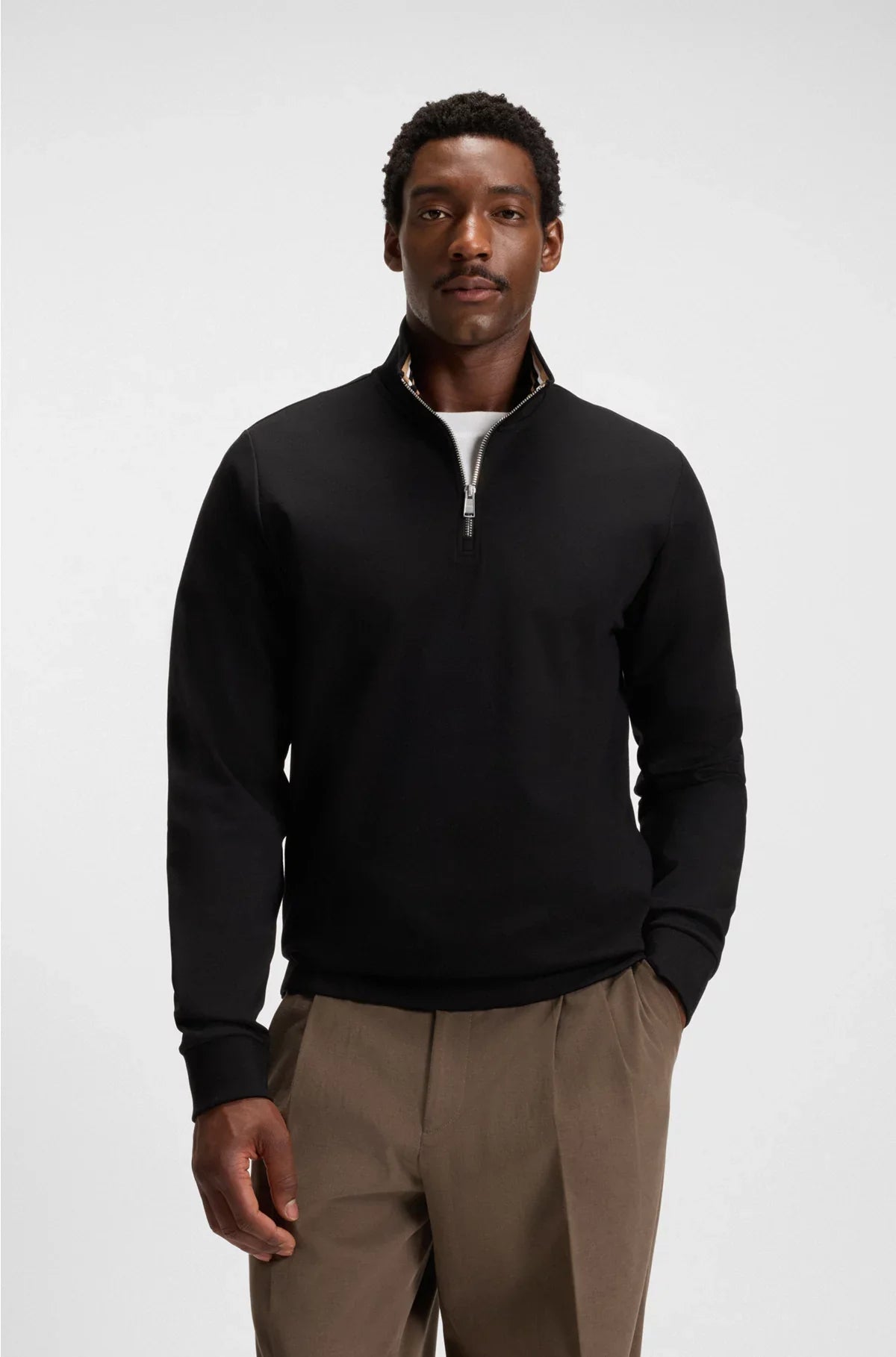 COTTON-BLEND SWEATSHIRT WITH ZIP NECK
