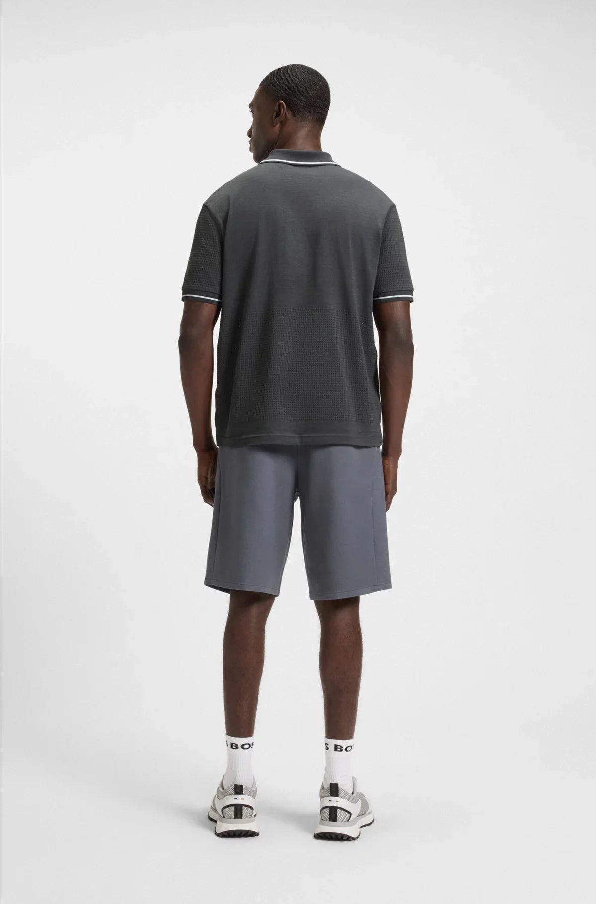 RELAXED-FIT POLO SHIRT IN COTTON WITH MESH PATTERN