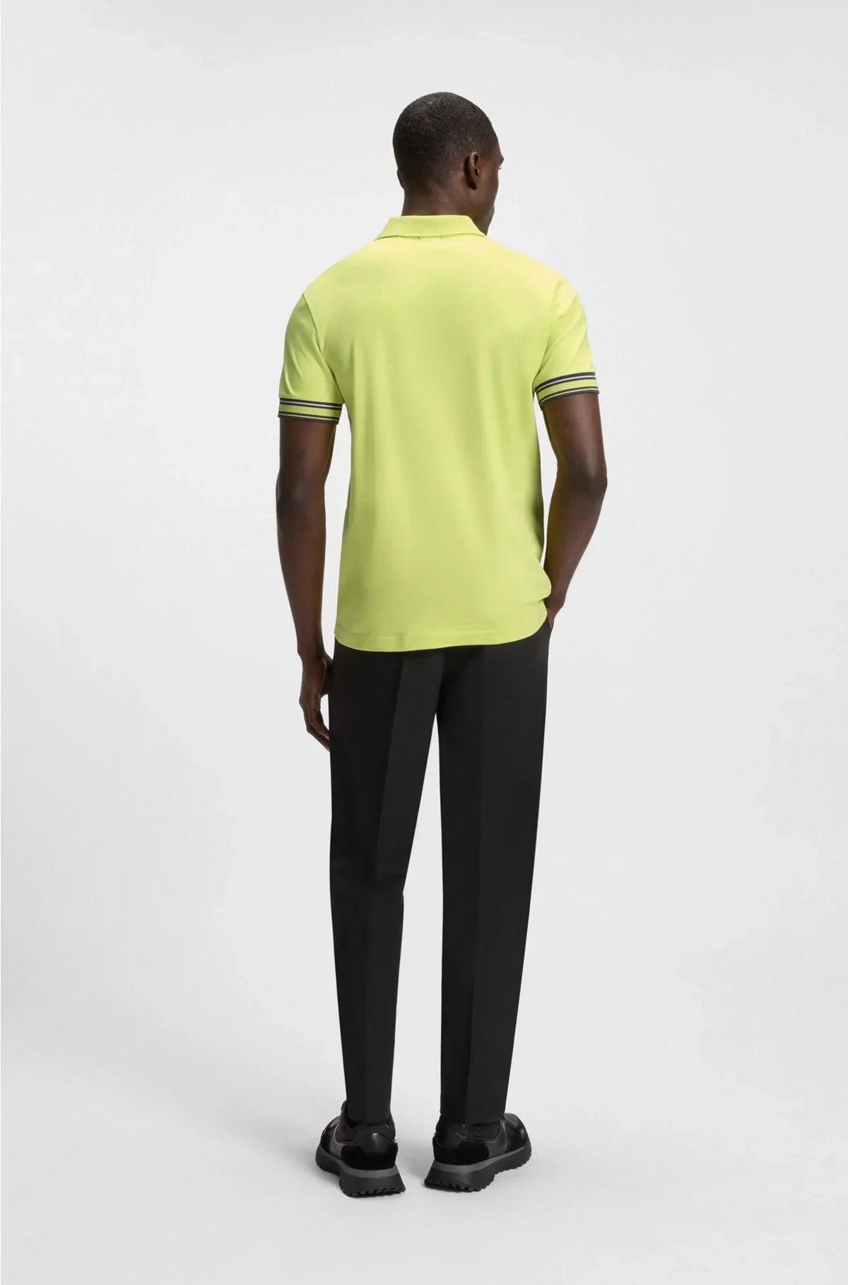 SLIM-FIT POLO SHIRT IN COTTON WITH STRIPED CUFFS