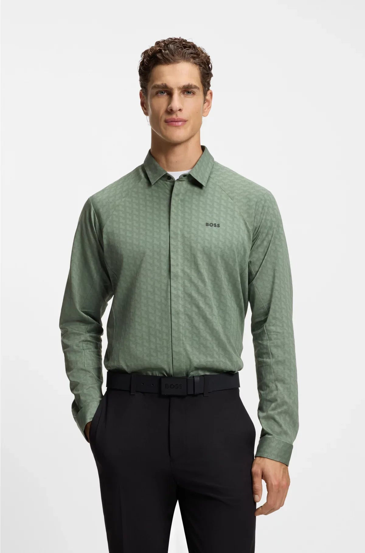 REGULAR-FIT SHIRT IN KNITTED COTTON PIQUE