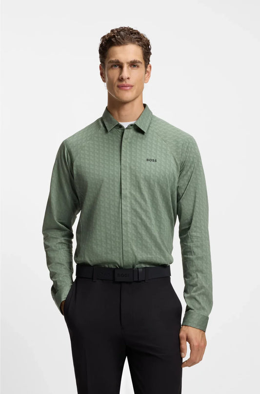REGULAR-FIT SHIRT IN KNITTED COTTON PIQUE