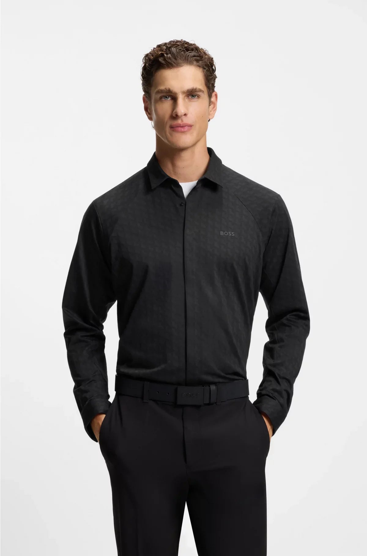 REGULAR-FIT SHIRT IN KNITTED COTTON PIQUE