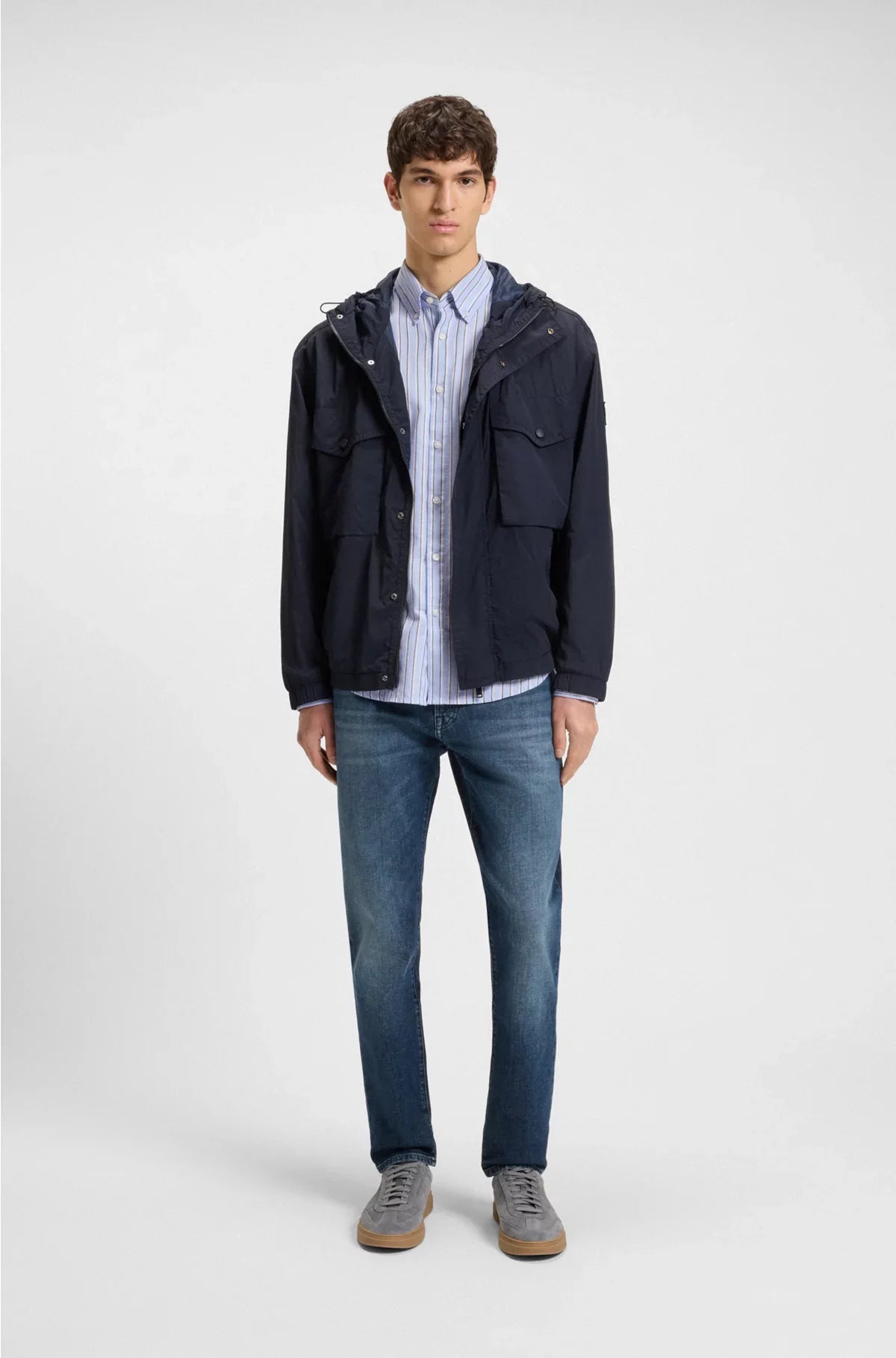 CAMICIA REGULAR FIT IN COTONE STRETCH A RIGHE