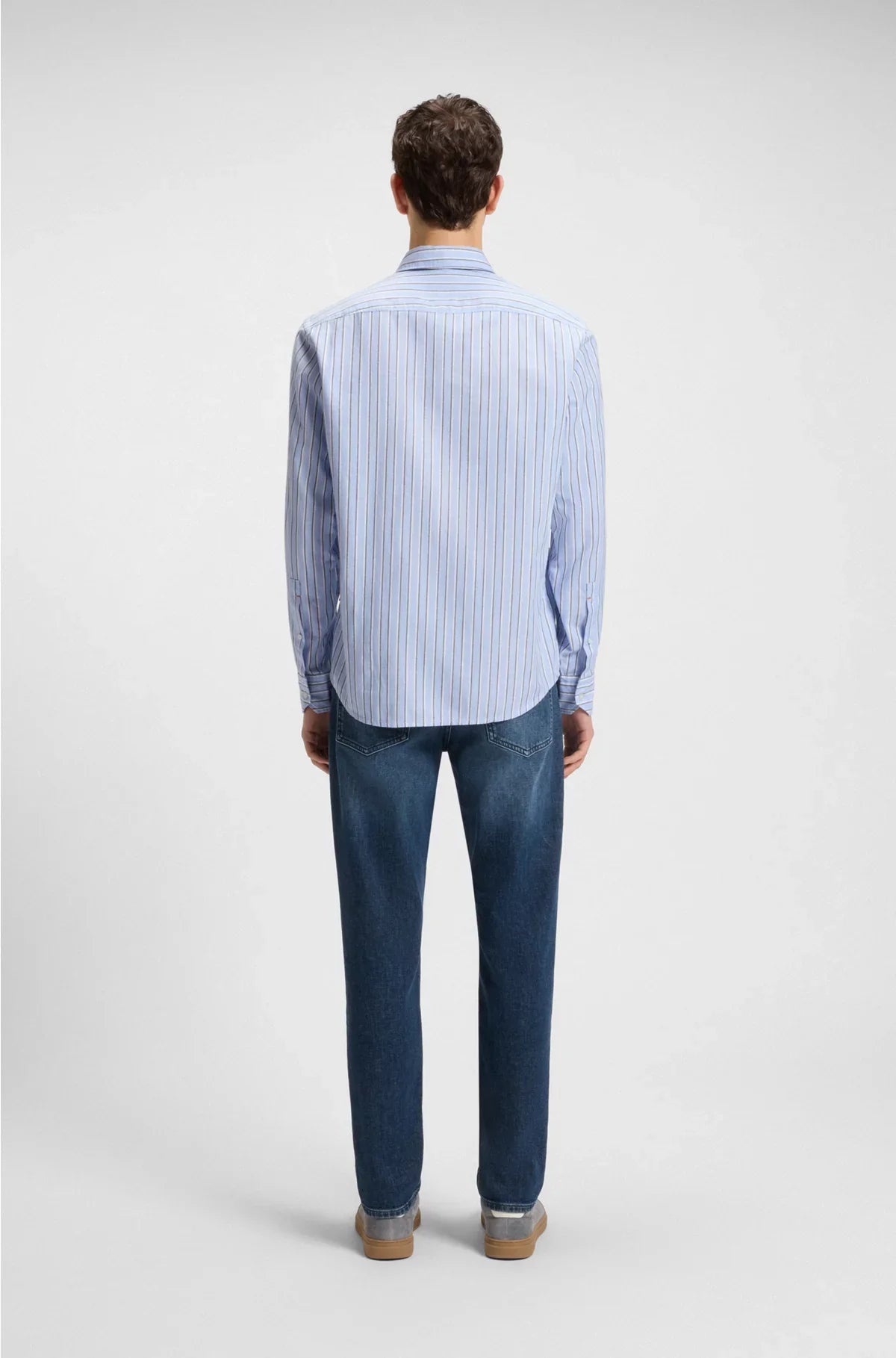 CAMICIA REGULAR FIT IN COTONE STRETCH A RIGHE