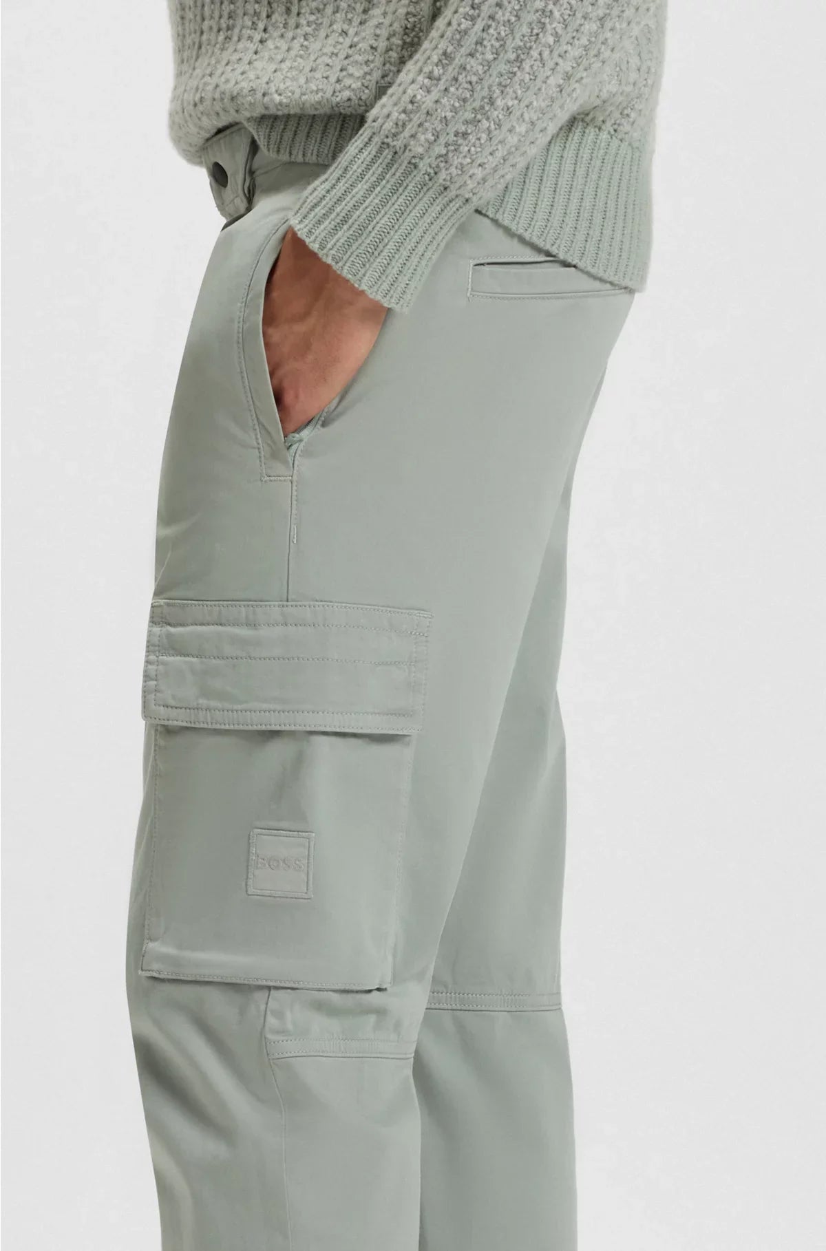CARGO TROUSERS IN STRETCH-COTTON SATIN