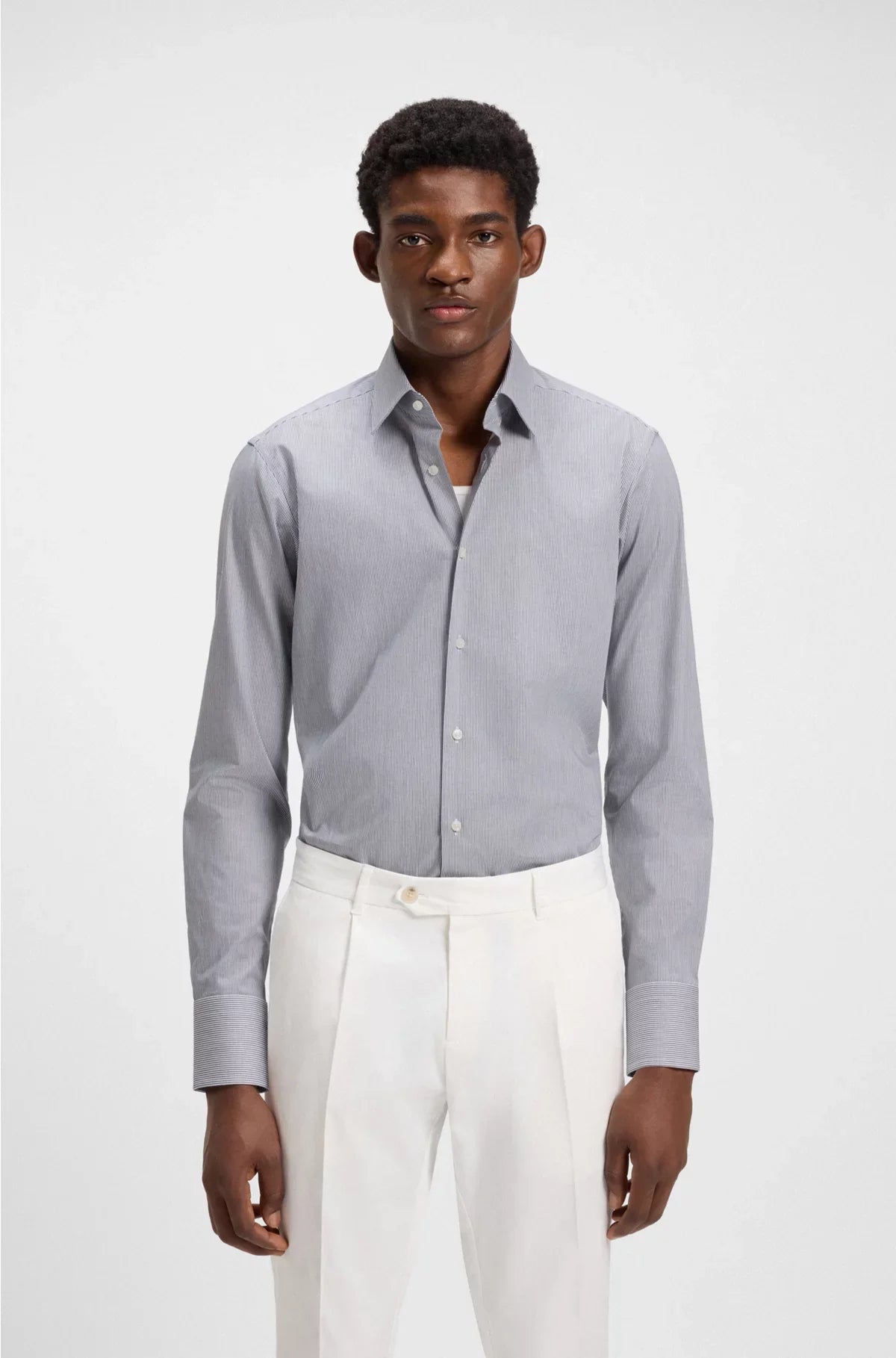 REGULAR-FIT SHIRT IN EASY-IRON STRETCH-COTTON TWILL