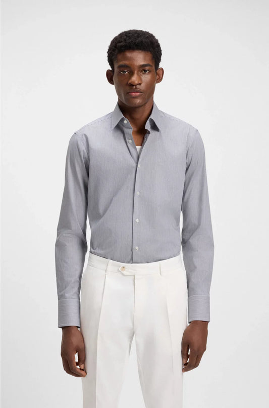 REGULAR-FIT SHIRT IN EASY-IRON STRETCH-COTTON TWILL