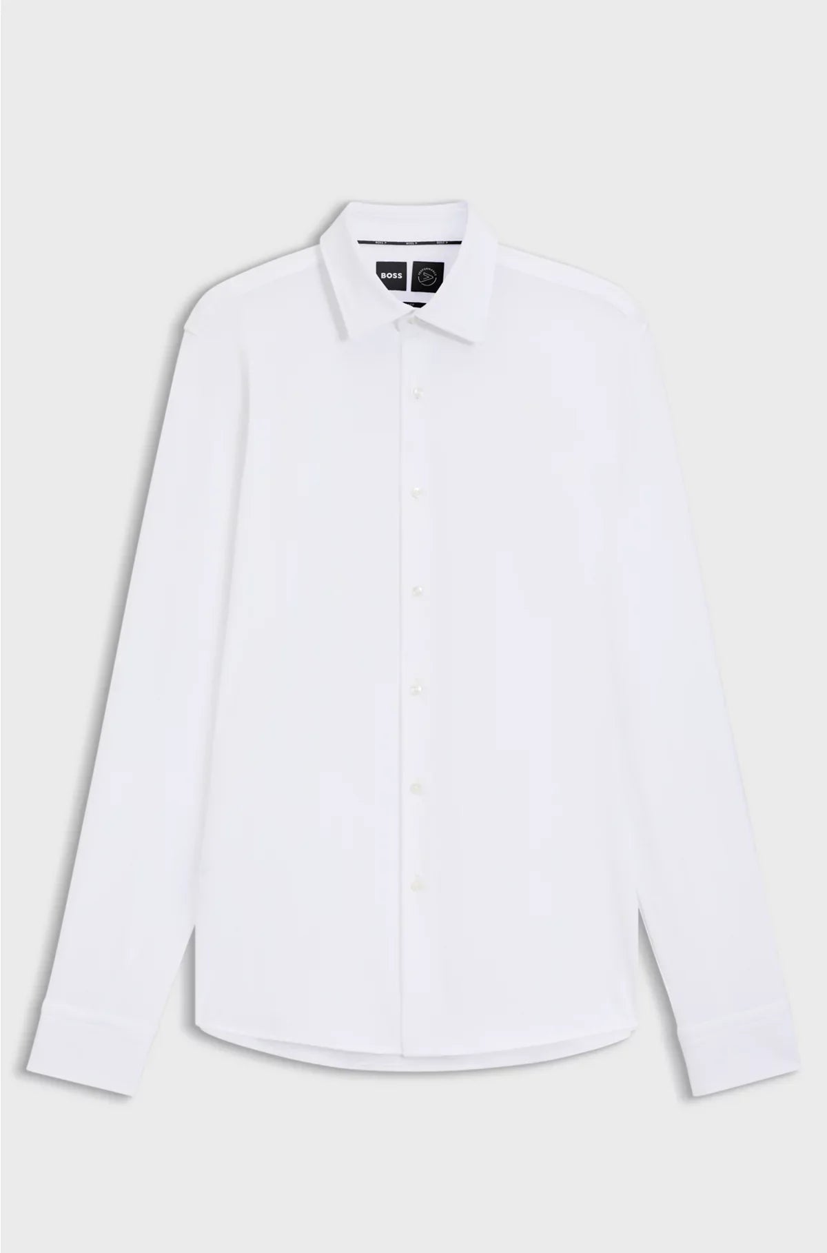 SLIM-FIT SHIRT IN STRUCTURED PERFORMANCE-STRETCH JERSEY