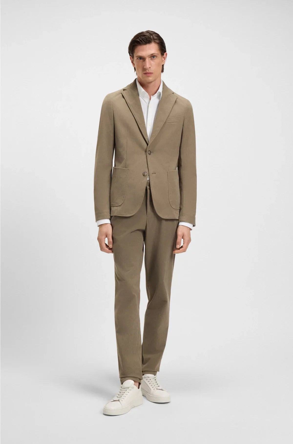SLIM-FIT SHIRT IN STRUCTURED PERFORMANCE-STRETCH JERSEY