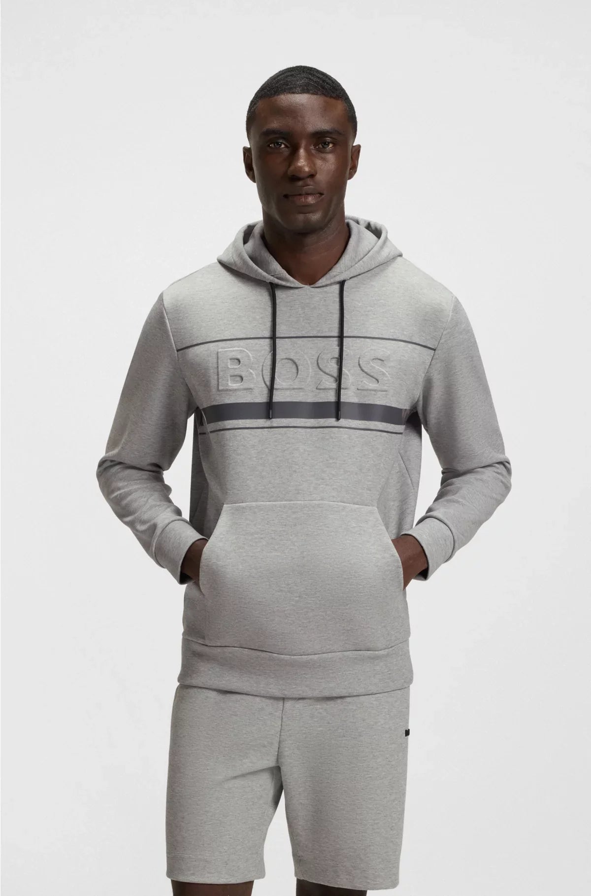 COTTON-BLEND HOODIE WITH STRIPE DETAILS