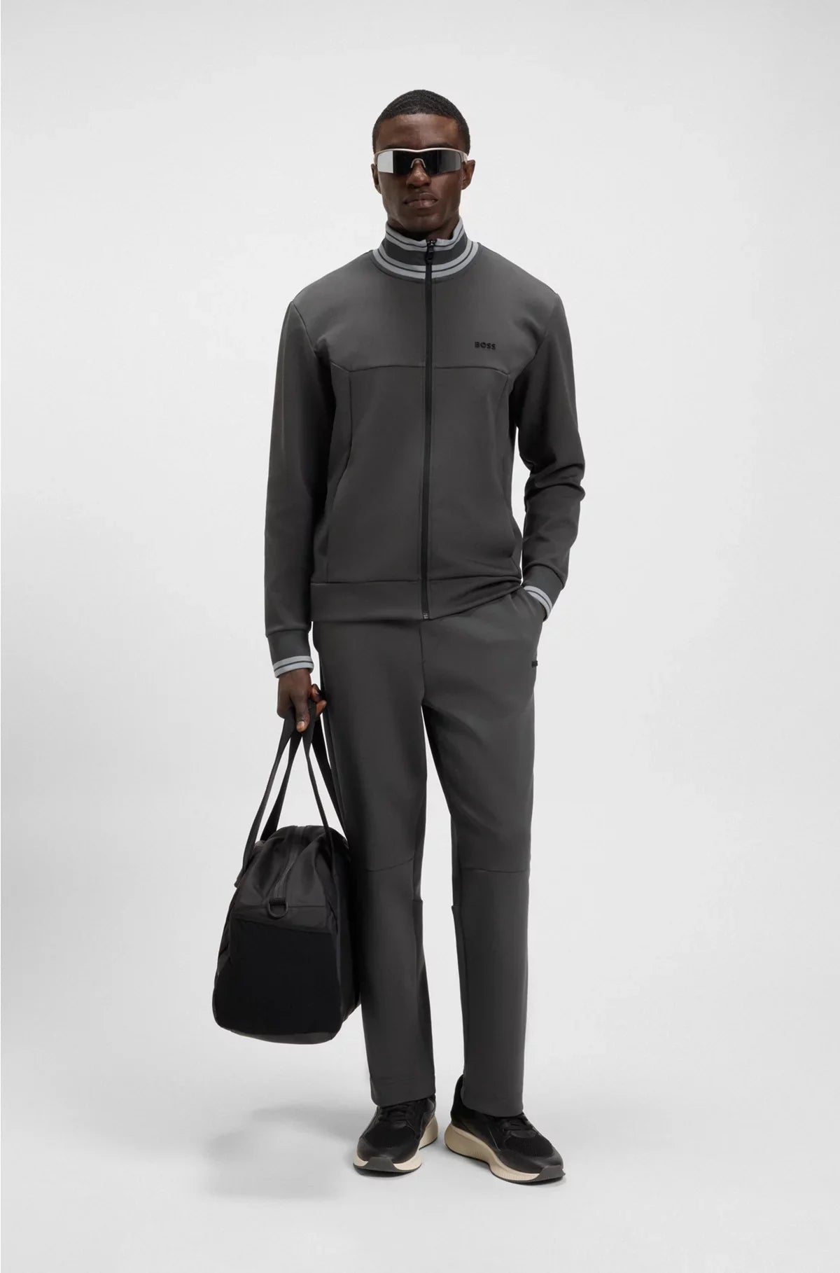 PANTALONI DELLA TUTA IN COTONE ELASTICIZZATO CON FASCIA IN VITA A RIGHE