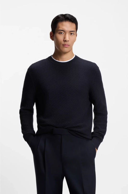 COTTON SWEATER WITH KNITTED STRUCTURE