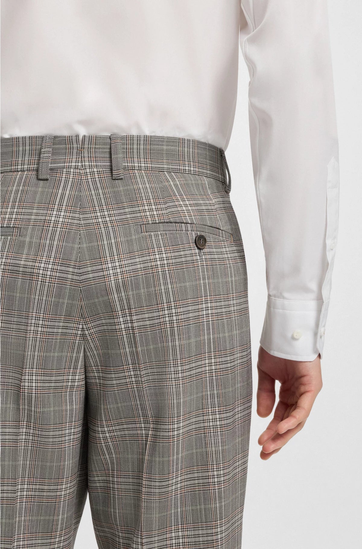 TAPERED-FIT TROUSERS IN CHECKED VIRGIN WOOL AND SILK