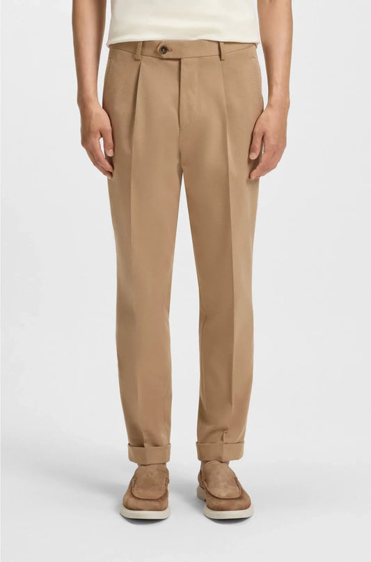 RELAXED-FIT TROUSERS IN COTTON-BLEND TWILL