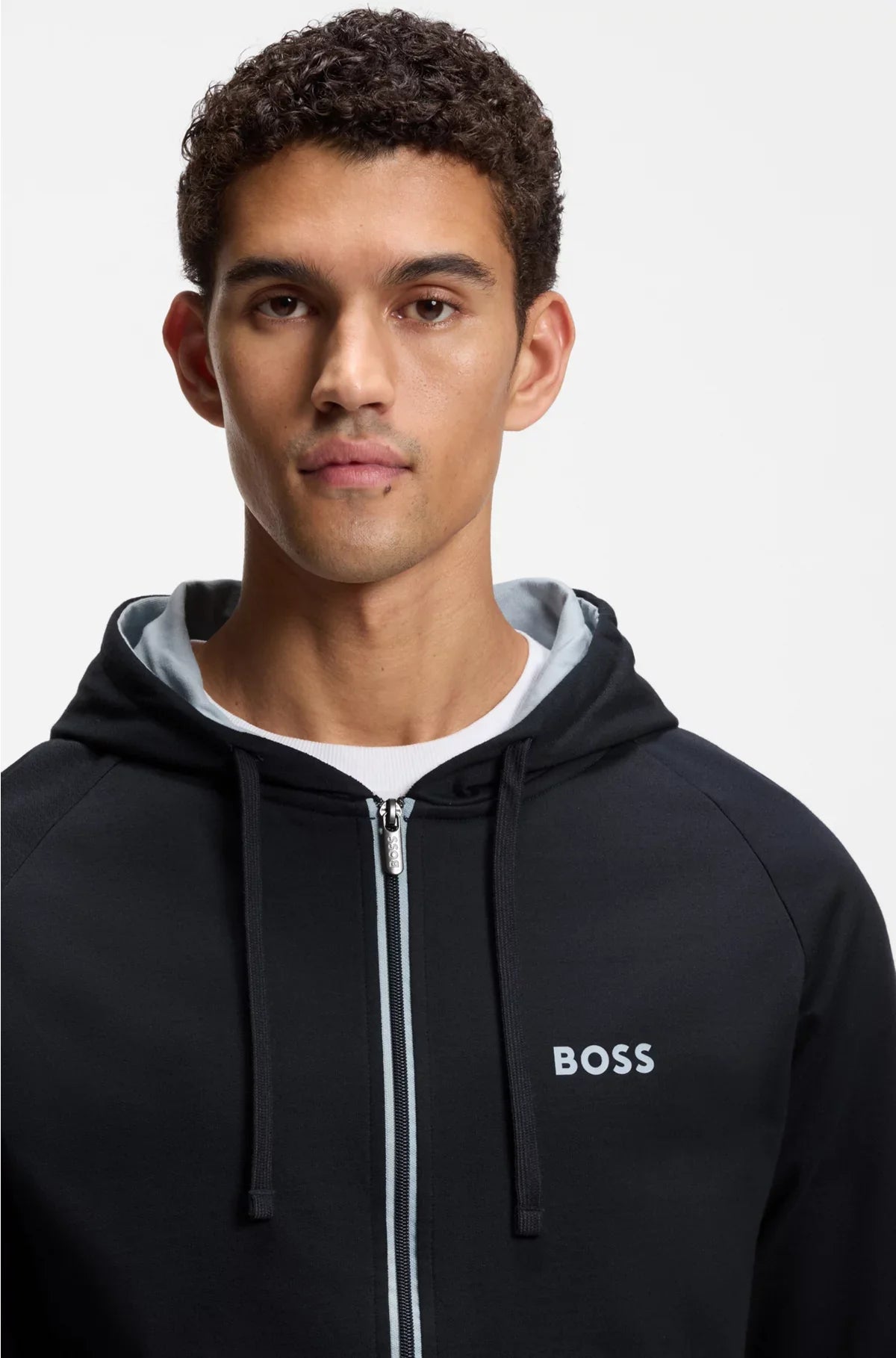 COTTON-TERRY HOODIE WITH CONTRAST ZIP