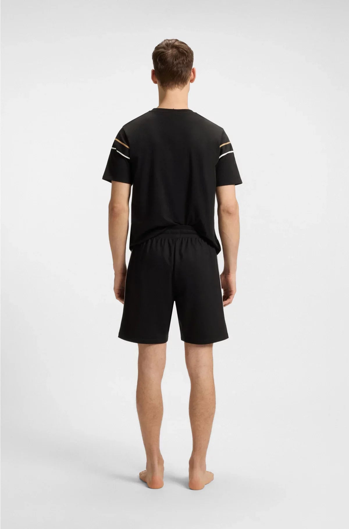 DRAWSTRING SHORTS IN COTTON TERRY WITH TAPE TRIMS