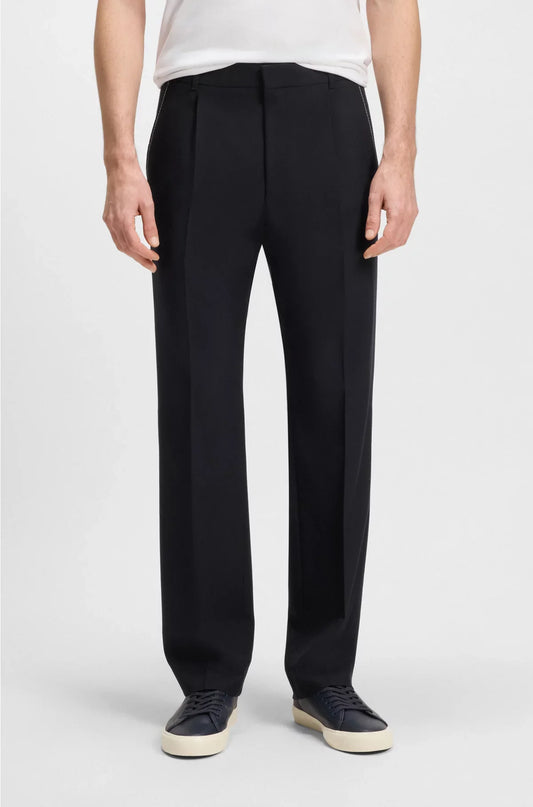 RELAXED-FIT TROUSERS IN MELANGE VIRGIN WOOL