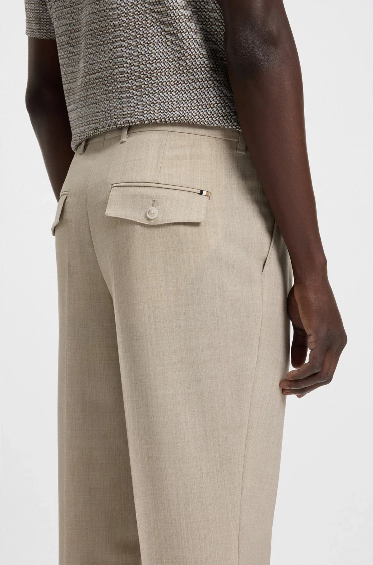 TAPERED-FIT TROUSERS INMICRO-PATTERNED VIRGIN WOOL