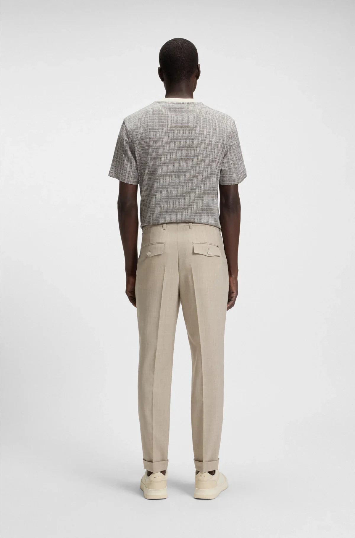 TAPERED-FIT TROUSERS INMICRO-PATTERNED VIRGIN WOOL