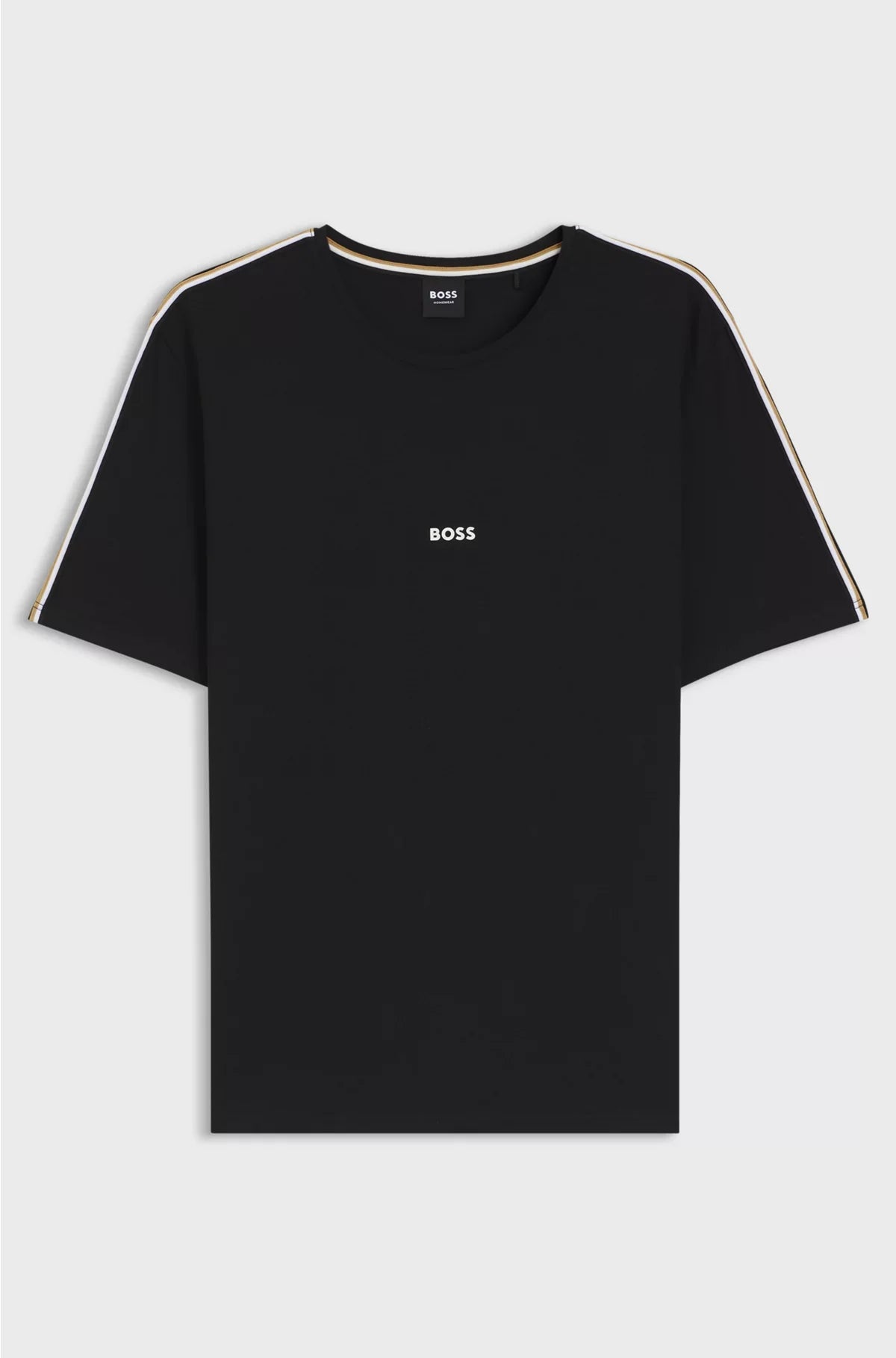 STRETCH-COTTON PYJAMA T-SHIRT WITH SIGNATURE-STRIPE TAPE