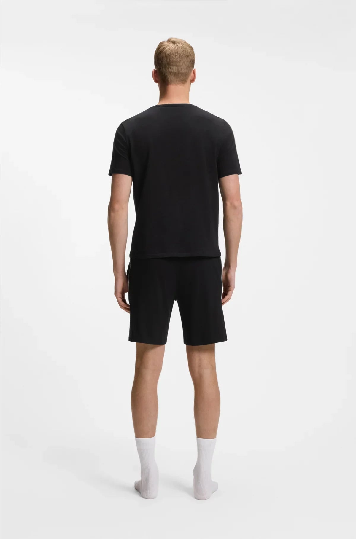 STRETCH-COTTON PYJAMA T-SHIRT WITH SIGNATURE-STRIPE TAPE