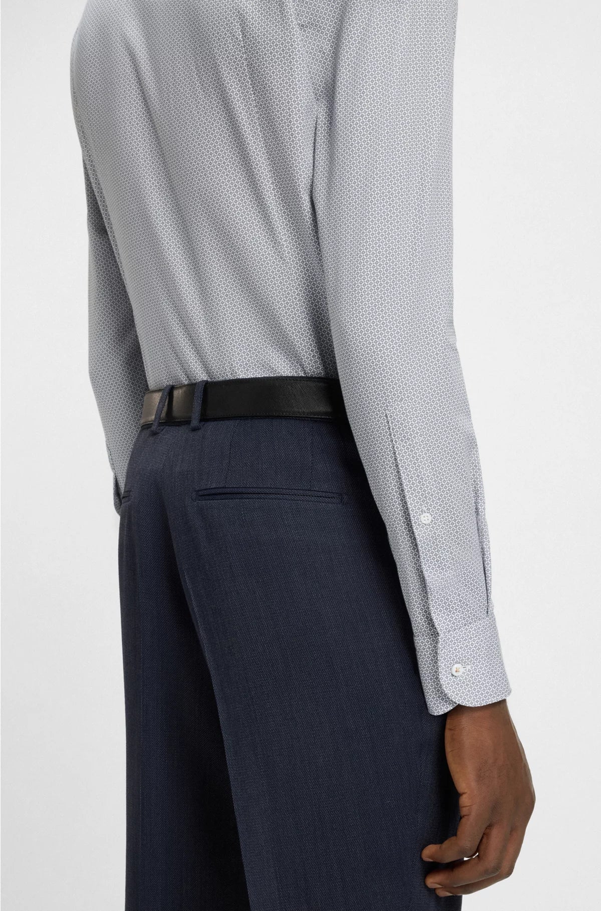 SLIM-FIT SHIRT IN PRINTED ITALIAN-MADE COTTON POPLIN
