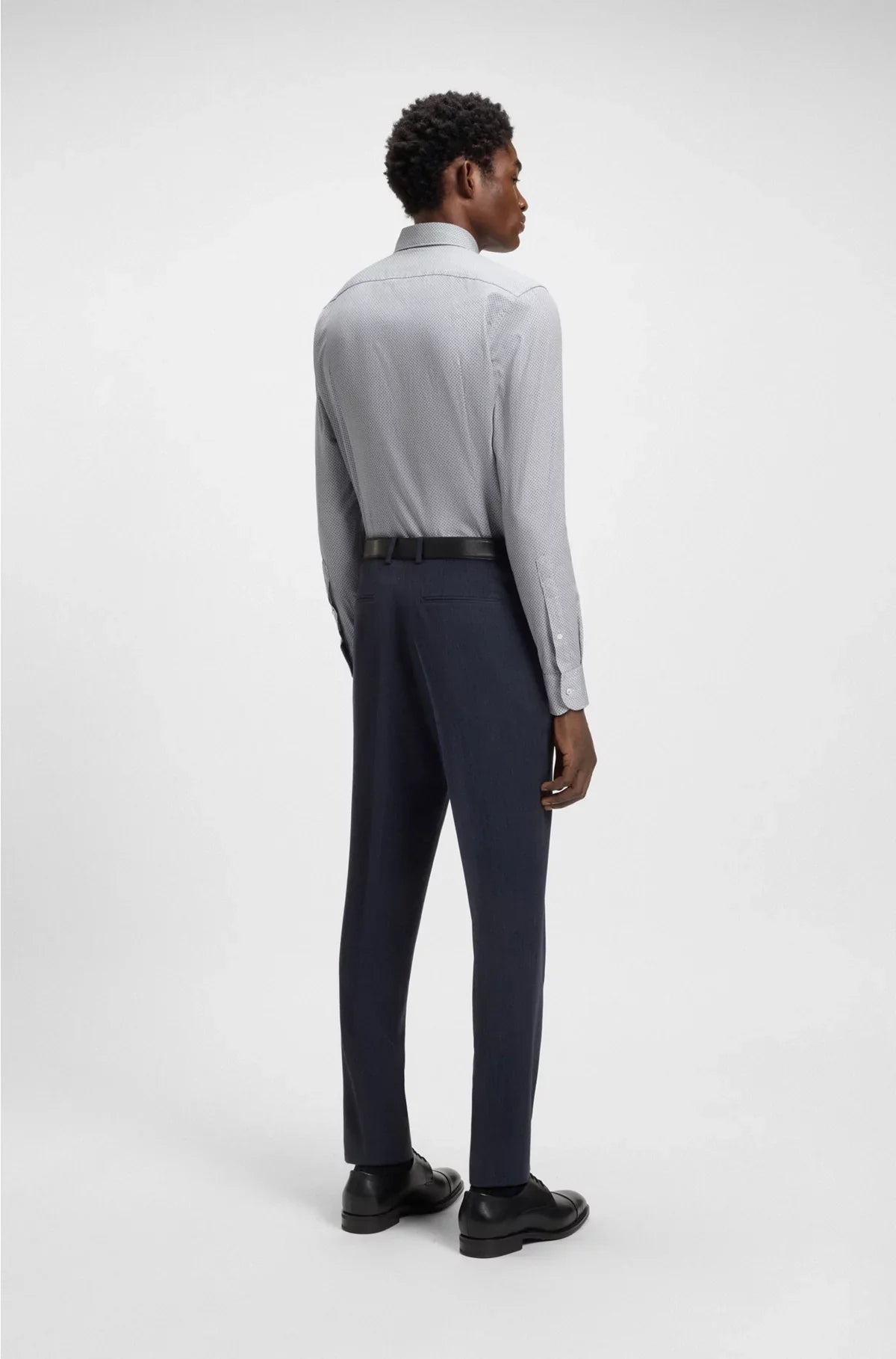 SLIM-FIT SHIRT IN PRINTED ITALIAN-MADE COTTON POPLIN
