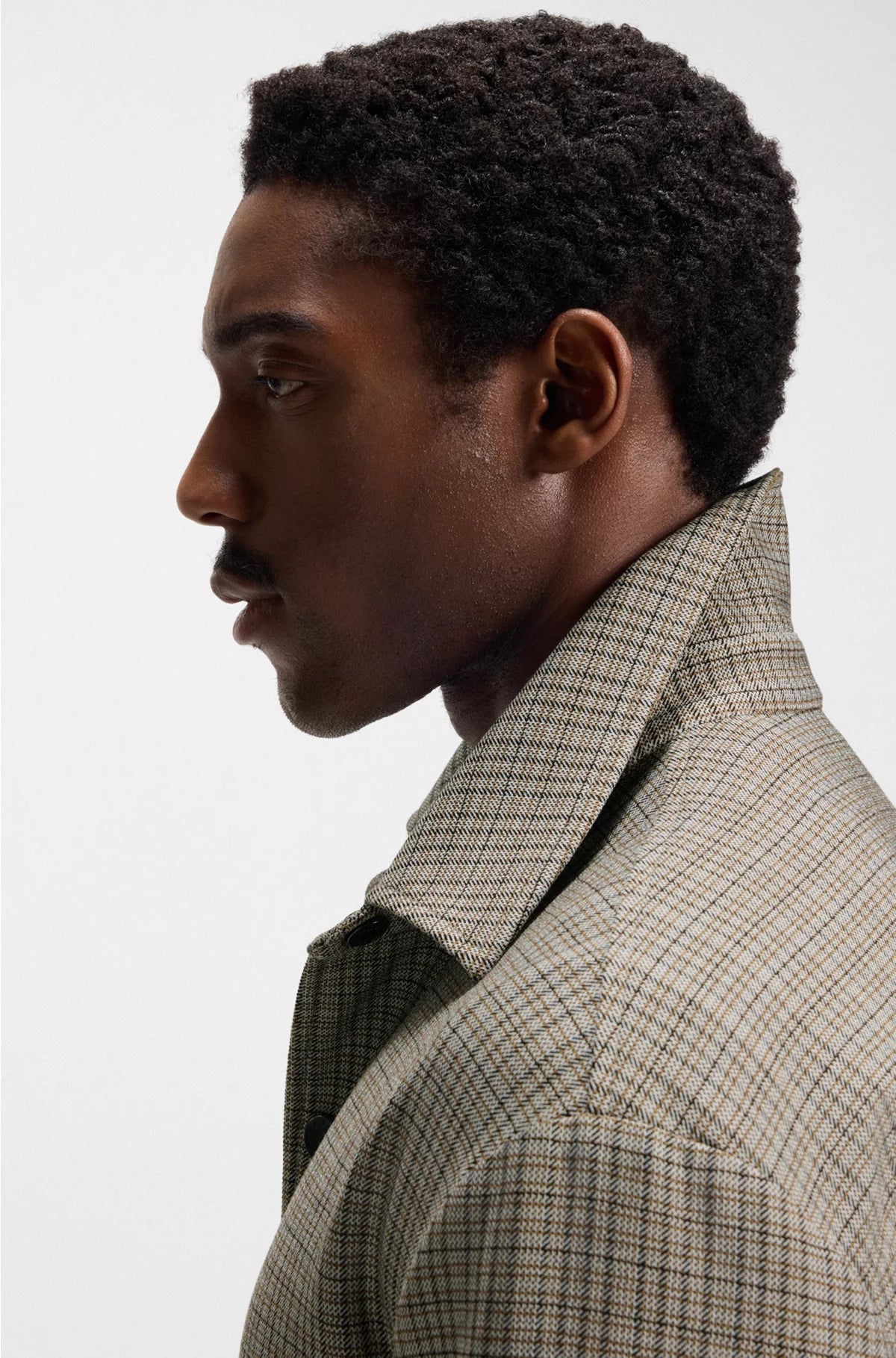 RELAXED-FIT OVERSHIRT IN CHECKED STRETCH FABRIC