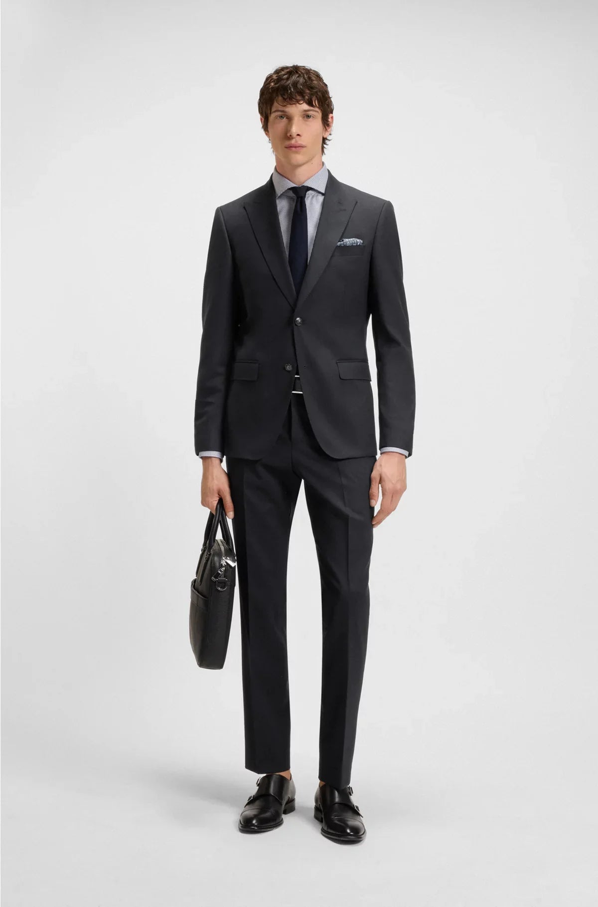 SLIM-FIT SUIT IN VIRGIN WOOL, COTTON AND STRETCH